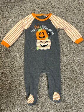 Baby Essentials 6mo "My First Halloween" Onesie Unisex EUC Button Closure